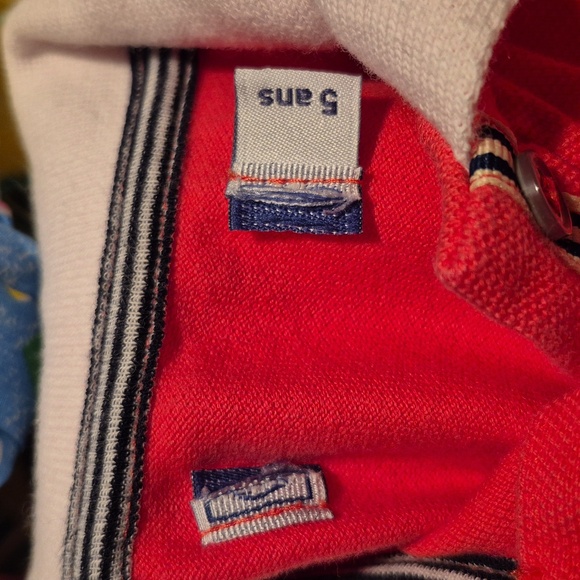 Petit Bateau girls size 5 years coral short sleeve dress with white collar GUC - Picture 3 of 6